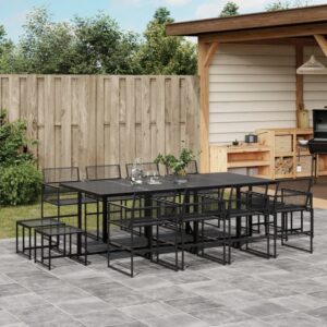 Set da Pranzo da Giardino 9 pz Nero in Polyrattan