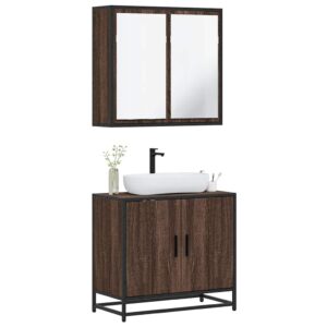 Set Mobili da Bagno 2 pz Rovere Sonoma in Legno Multistrato