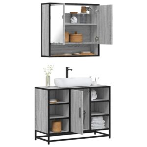 Set Mobili da Bagno 2 pz Rovere Sonoma in Legno Multistrato
