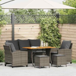 Set Divano da Giardino 6 pz con Cuscini Nero in Polyrattan