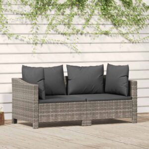Set Divani da Giardino 4 pz con Cuscini in Polyrattan Grigio