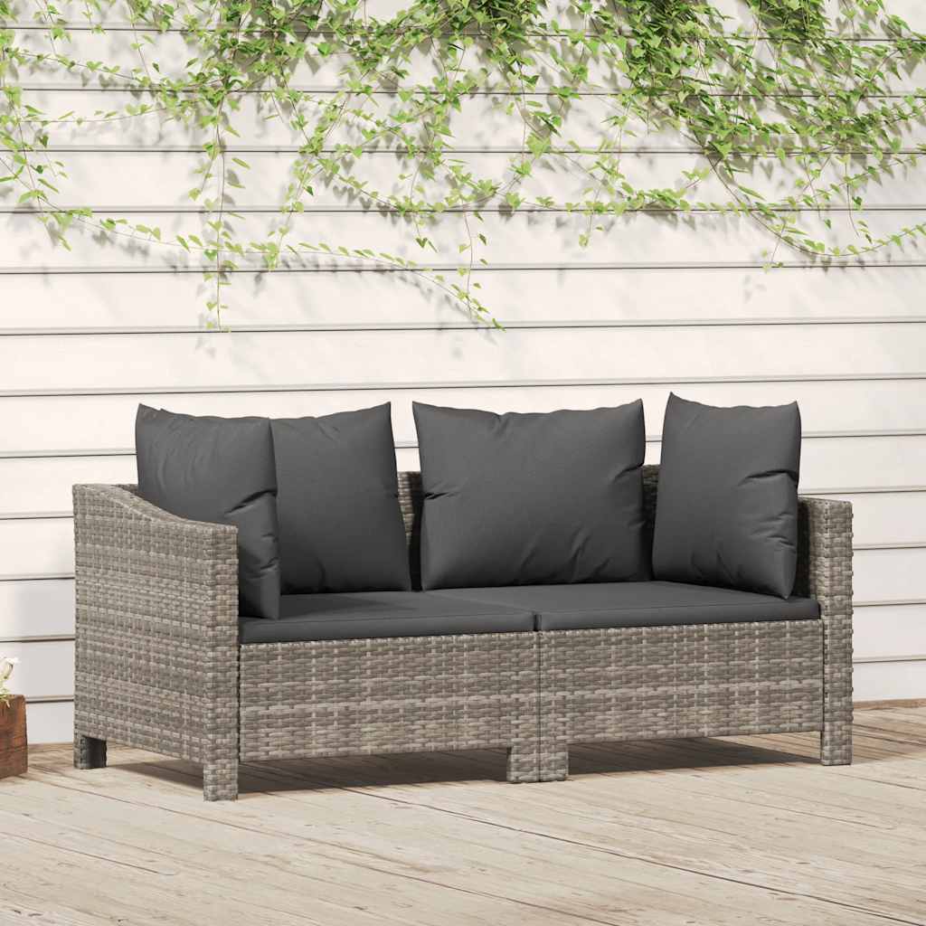 Set Divani da Giardino 4 pz con Cuscini in Polyrattan Grigio