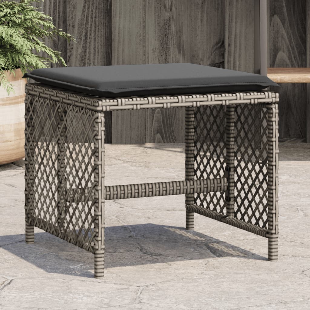 Sgabelli da Giardino con Cuscini 4pz Neri 41x41x36cm Polyrattan