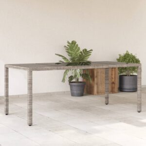 Tavolo da Giardino Piano in Vetro Nero 190x90x75 cm Polyrattan