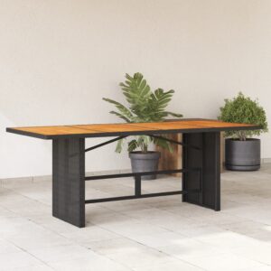 Tavolo da Giardino Piano in Vetro Nero 190x80x75 cm Polyrattan