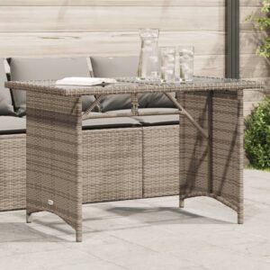 Tavolo Giardino Piano in Vetro Marrone 110x68x70 cm Polyrattan