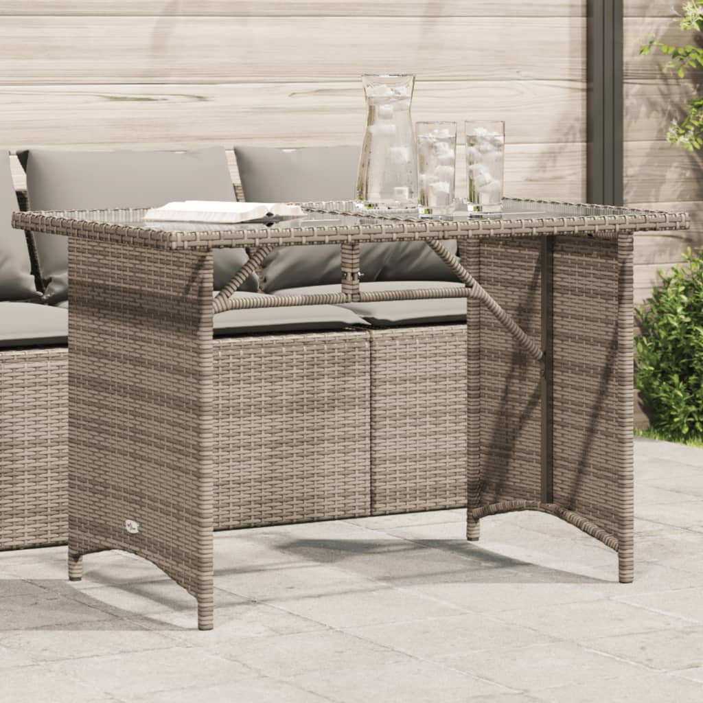 Tavolo Giardino Piano in Vetro Marrone 110x68x70 cm Polyrattan