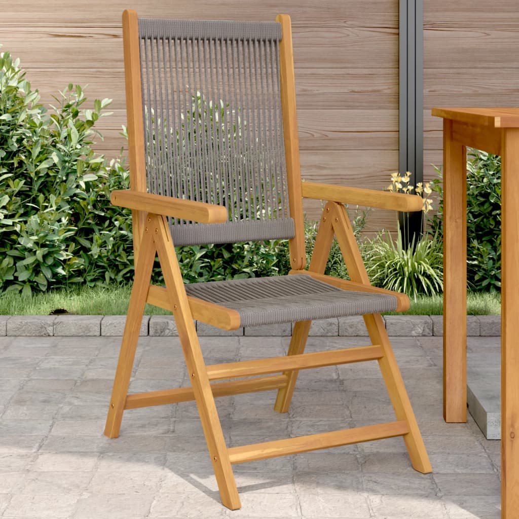 Sedie da Giardino Reclinabili 4pz Beige Legno Massello Acacia