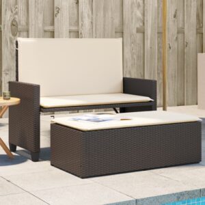 Panca da Giardino con Cuscini e Poggiapiedi Beige in Polyrattan