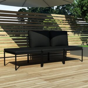 Set Divani da Giardino 5 pz con Cuscini Neri in PVC