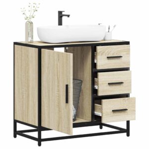 Mobile Lavabo Bagno Rovere Marrone 65x33x60cm Legno Multistrato