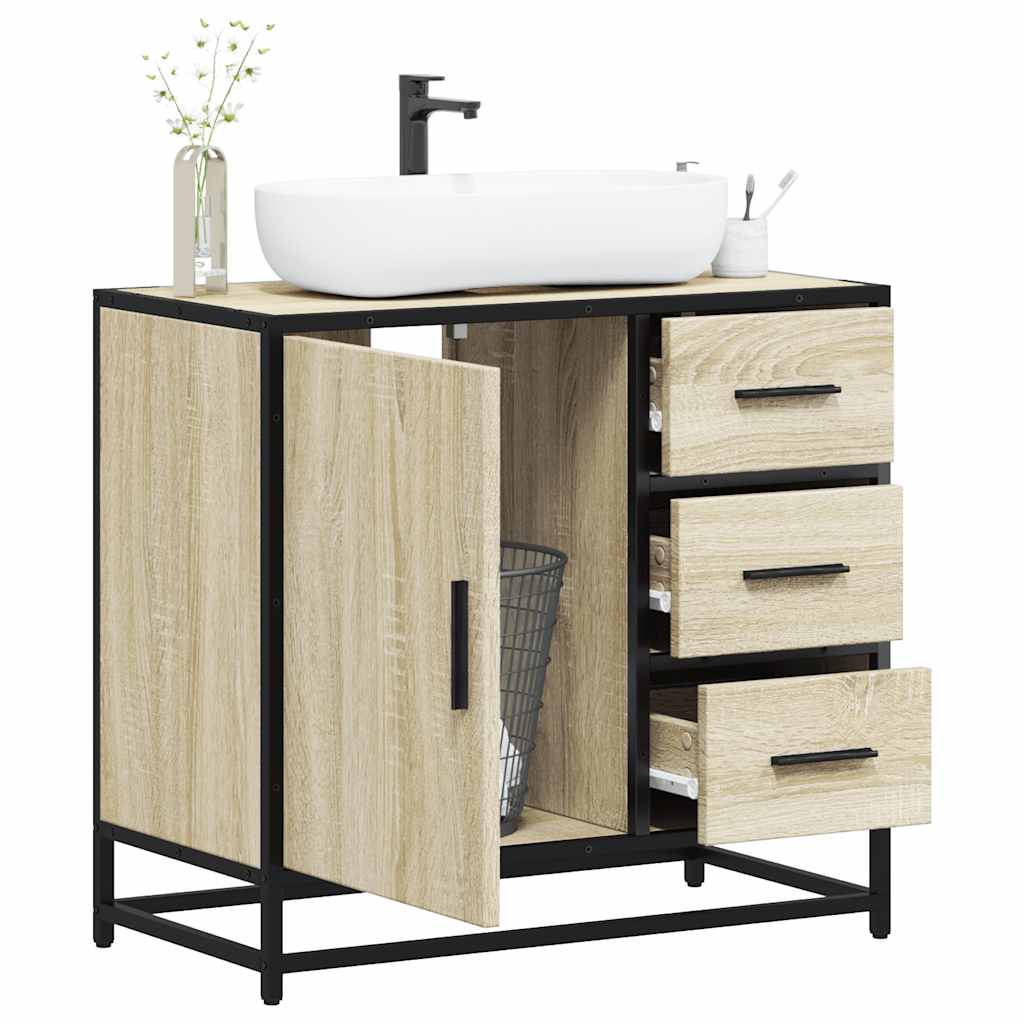 Mobile Lavabo Bagno Rovere Marrone 65x33x60cm Legno Multistrato