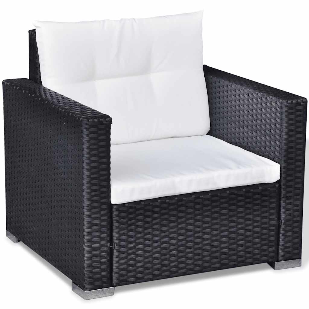 Set Divani da Giardino 6 pz con Cuscini in Polyrattan Nero - immagine 8