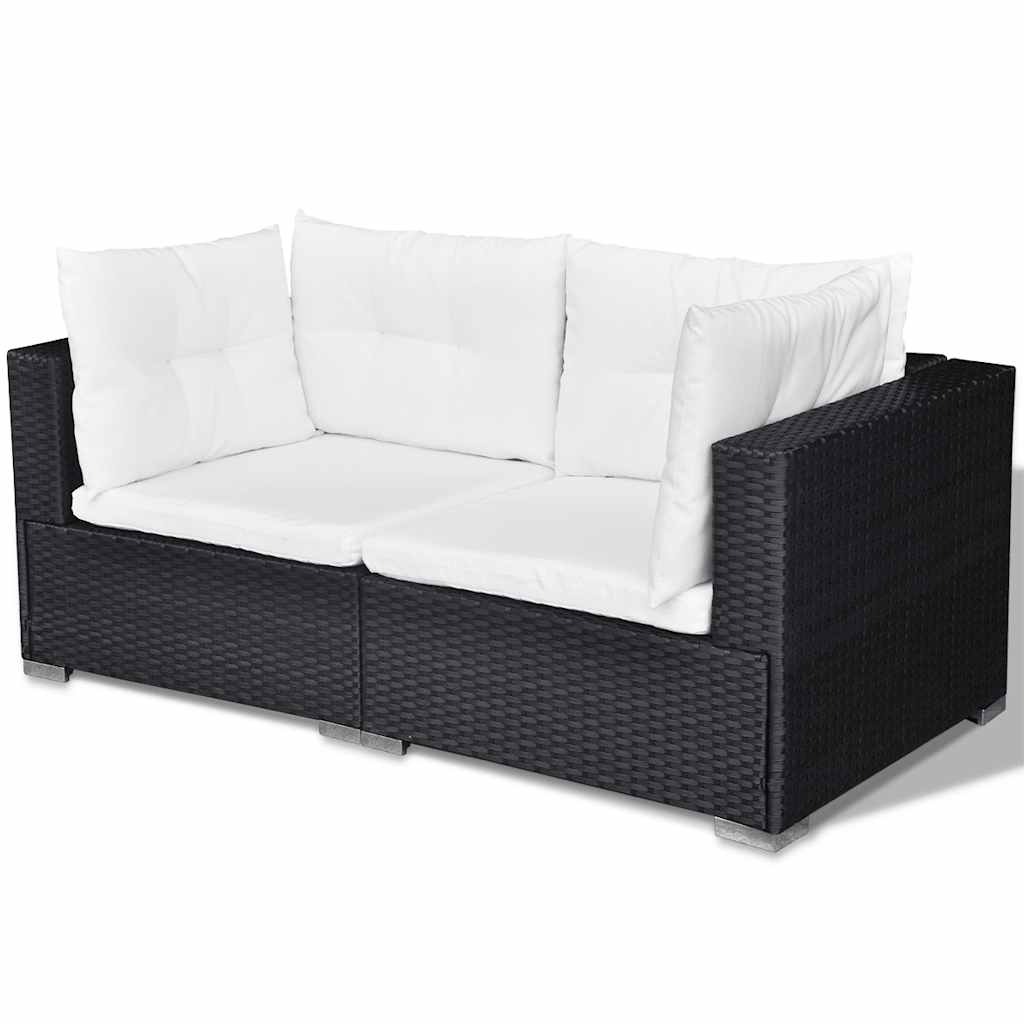 Set Divani da Giardino 6 pz con Cuscini in Polyrattan Nero - immagine 9