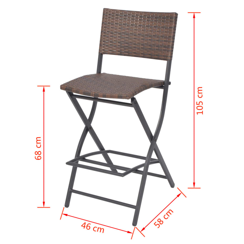 Set da Giardino 7 pz Pieghevole in Acciaio e Polyrattan Marrone - immagine 8