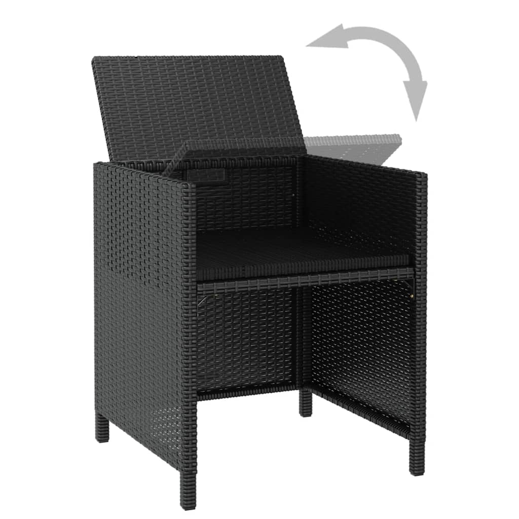 Set da Pranzo da Giardino 9 pz in Polyrattan e Acacia Nero - immagine 6