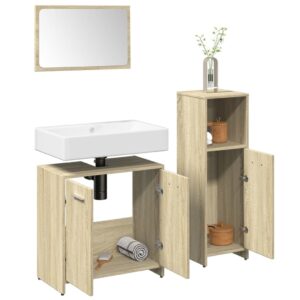 Set Mobili da Bagno 3 pz Rovere Sonoma in Legno Multistrato
