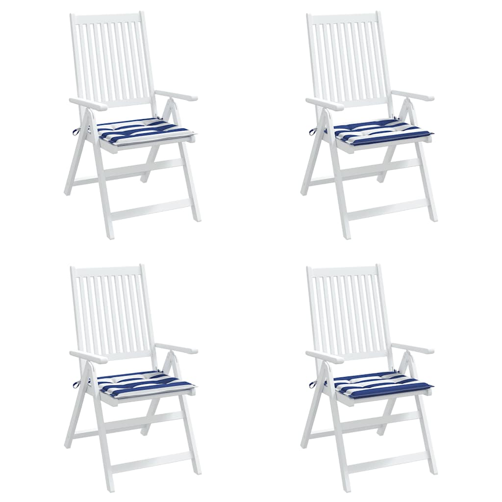 Cuscini per Sedia 4 pz Strisce Bianche e Blu 40x40x4 cm Tessuto - immagine 4