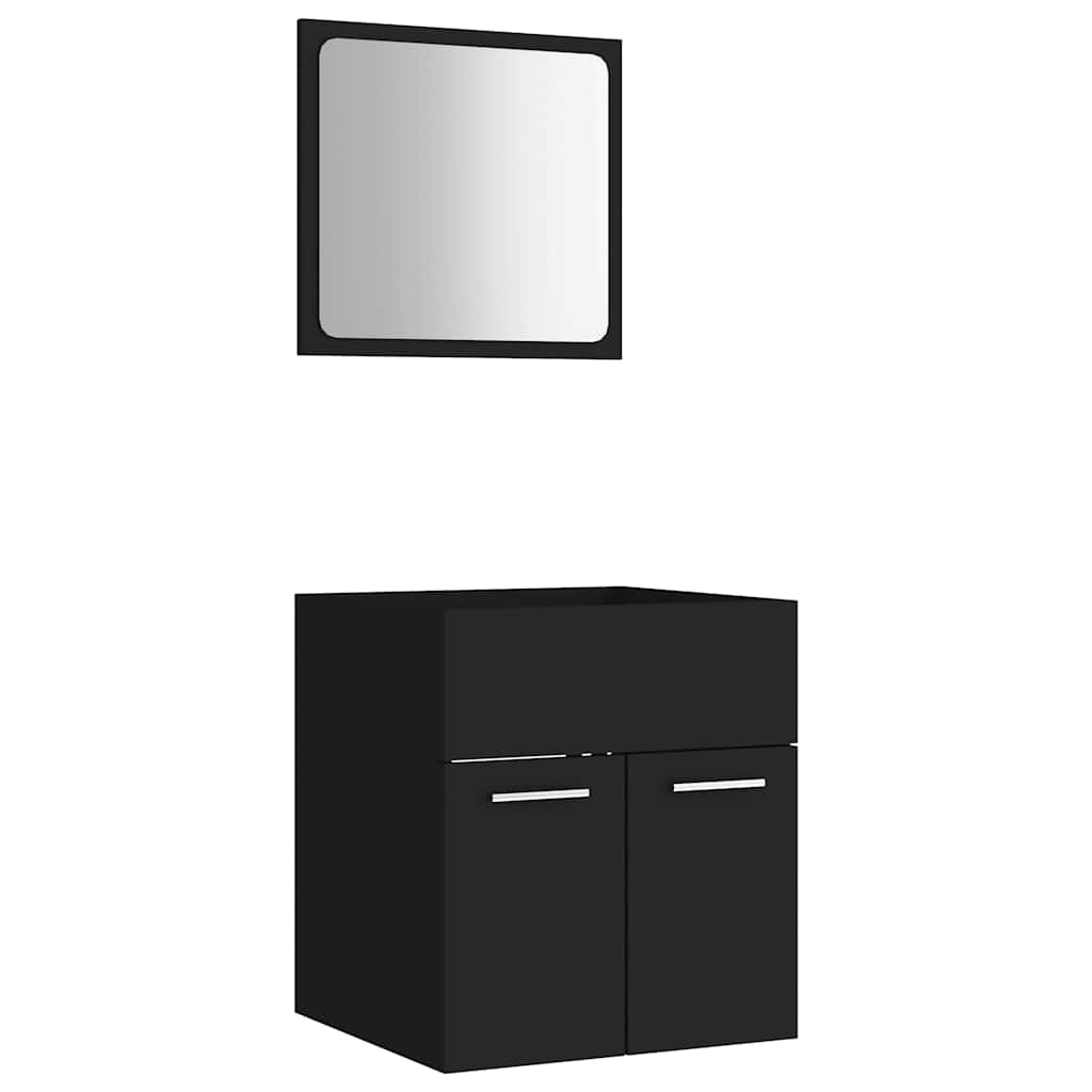 Set Mobili da Bagno 2 pz Nero in Legno Multistrato - immagine 2