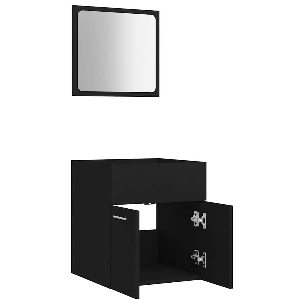 Set Mobili da Bagno 2 pz Nero in Legno Multistrato - immagine 5