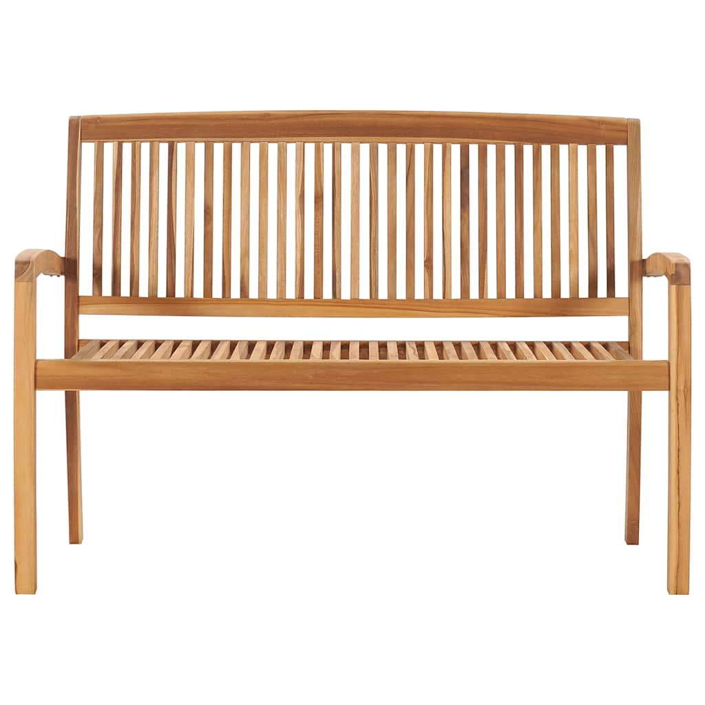 Panchina da Giardino Impilabile e Cuscino 128,5cm Teak Massello - immagine 3