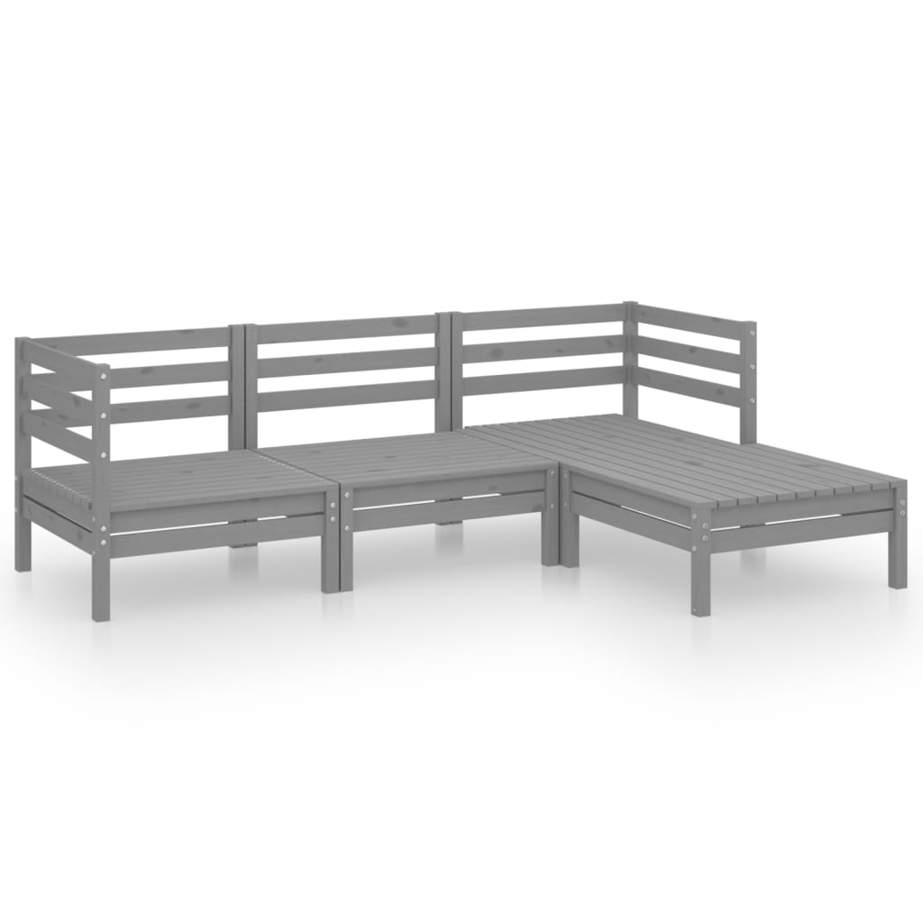 Set Salotto da Giardino 4 pz in Legno Massello di Pino Grigio - immagine 2
