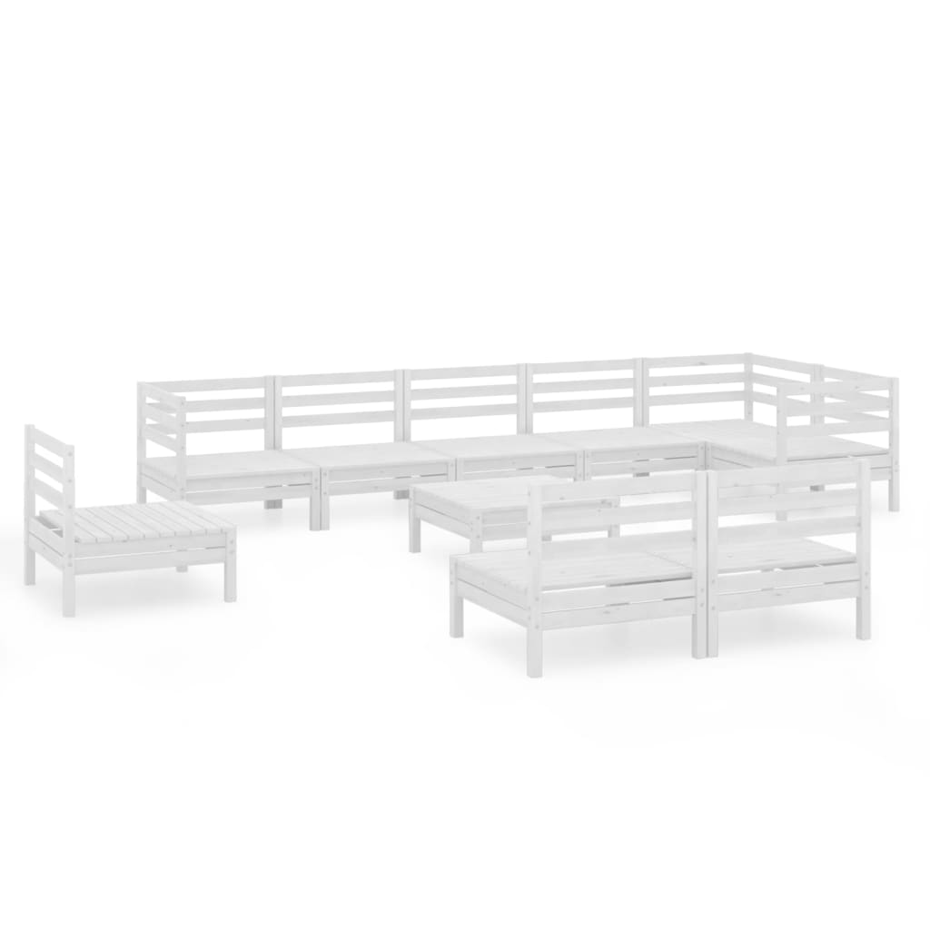 Set Salotto da Giardino 10 pz in Legno Massello di Pino Bianco - immagine 2