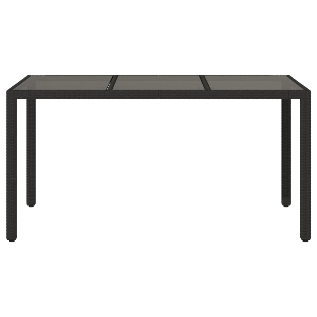 Tavolo da Giardino Piano in Vetro Nero 150x90x75 cm Polyrattan - immagine 4