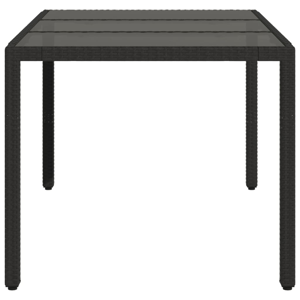 Tavolo da Giardino Piano in Vetro Nero 150x90x75 cm Polyrattan - immagine 5
