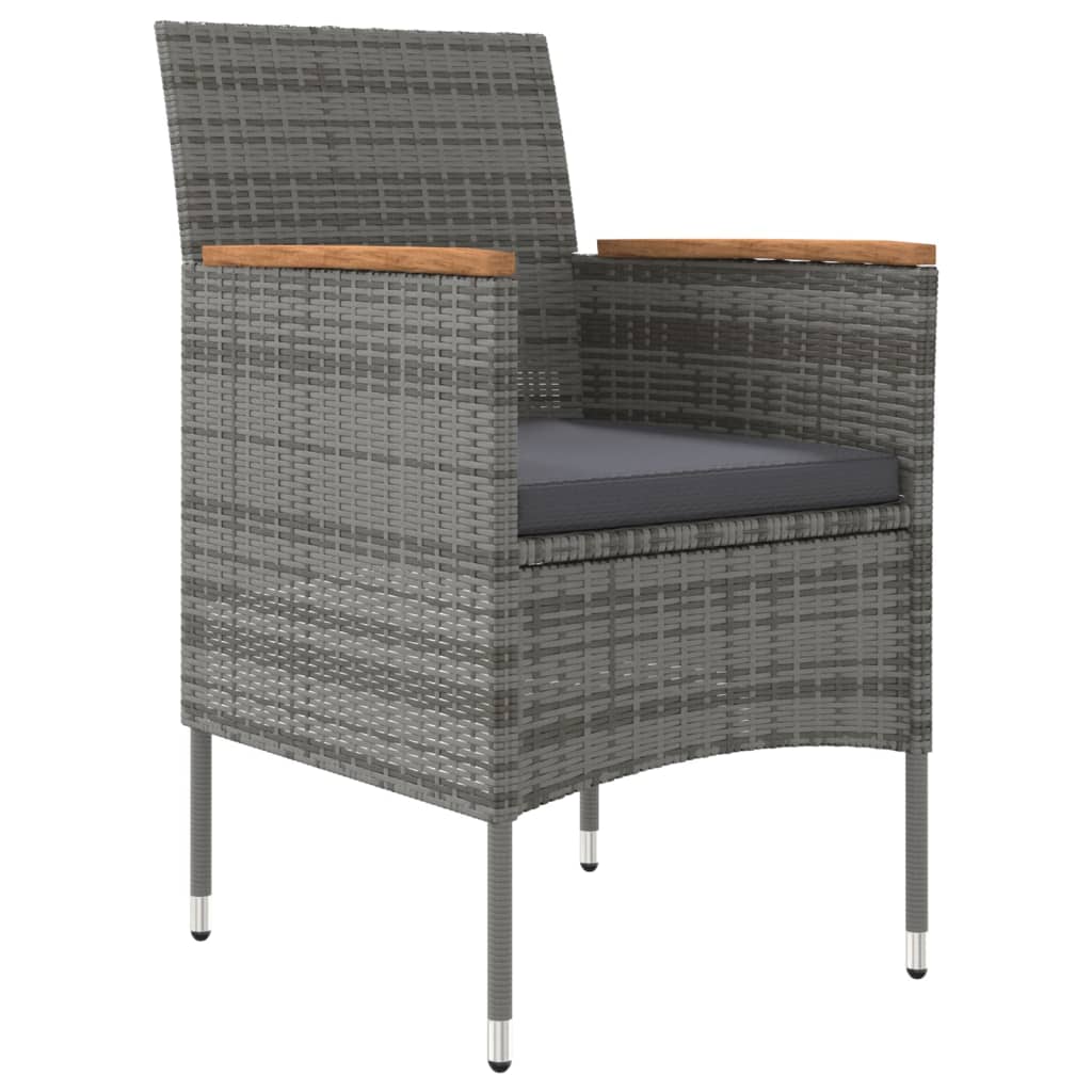 Set da Pranzo da Giardino 3 pz con Cuscini Grigio e Nero - immagine 3