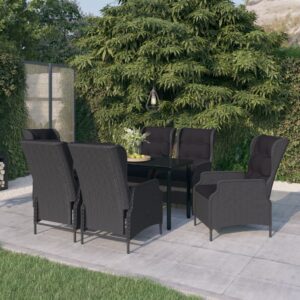 Set da Pranzo da Giardino 7 pz Grigio Scuro