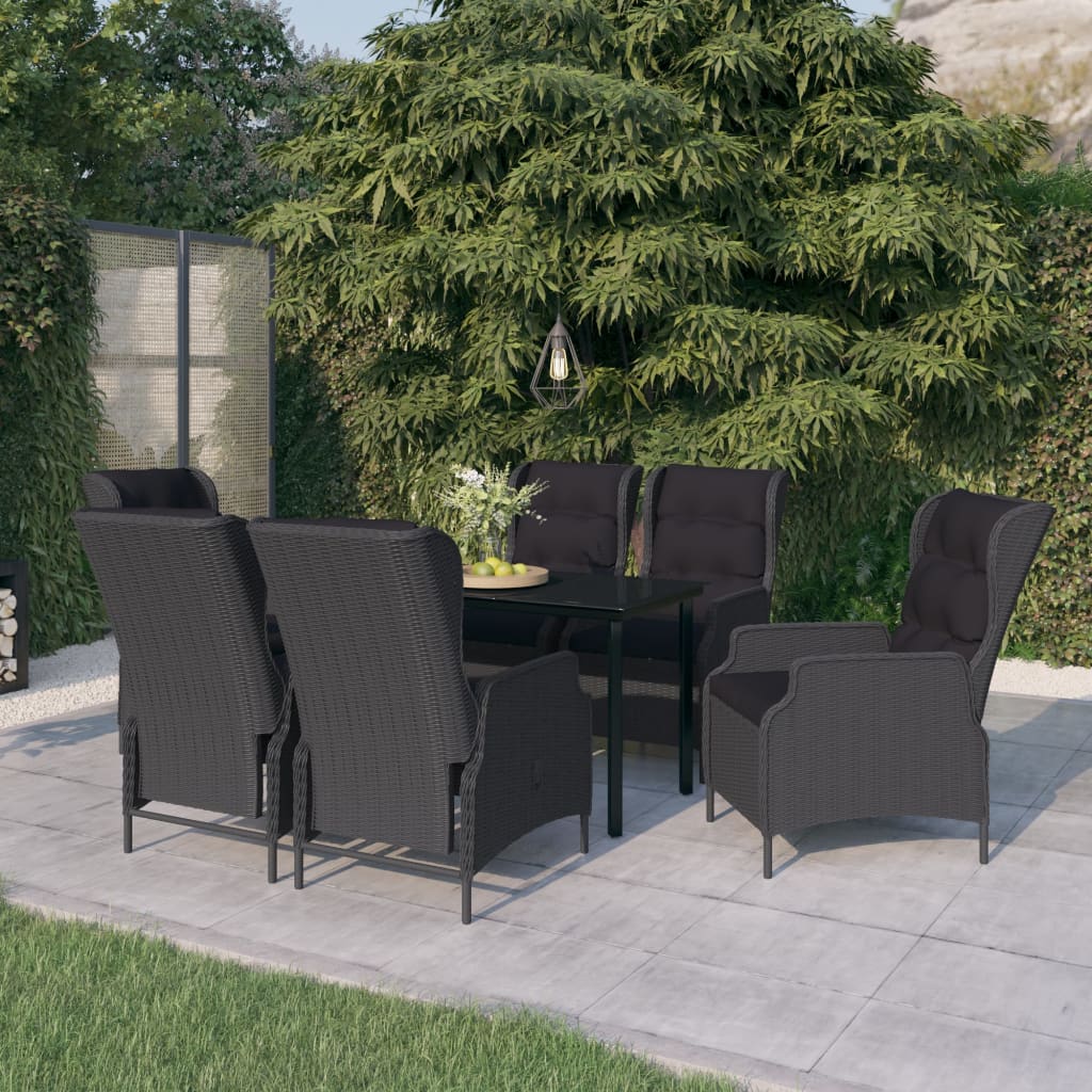 Set da Pranzo da Giardino 7 pz Grigio Scuro
