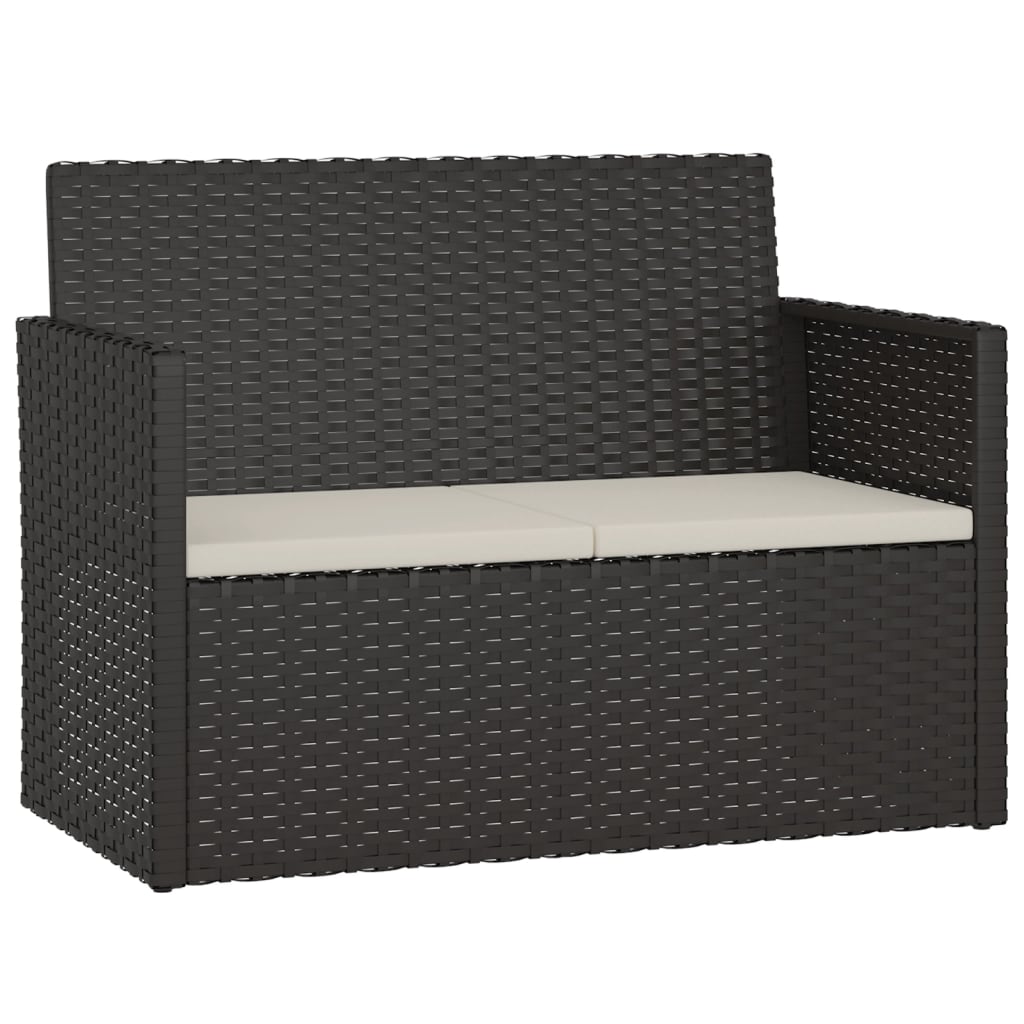 Set Salotto da Esterno 4 pz con Cuscini in Polyrattan Nero - immagine 4