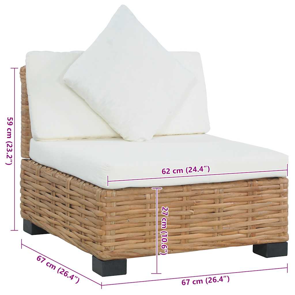 Divano Senza Braccioli con Cuscini in Rattan Naturale - immagine 8