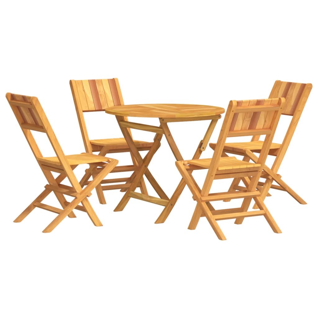 Set da Pranzo per Giardino 5 pz in Legno Massello di Teak - immagine 2
