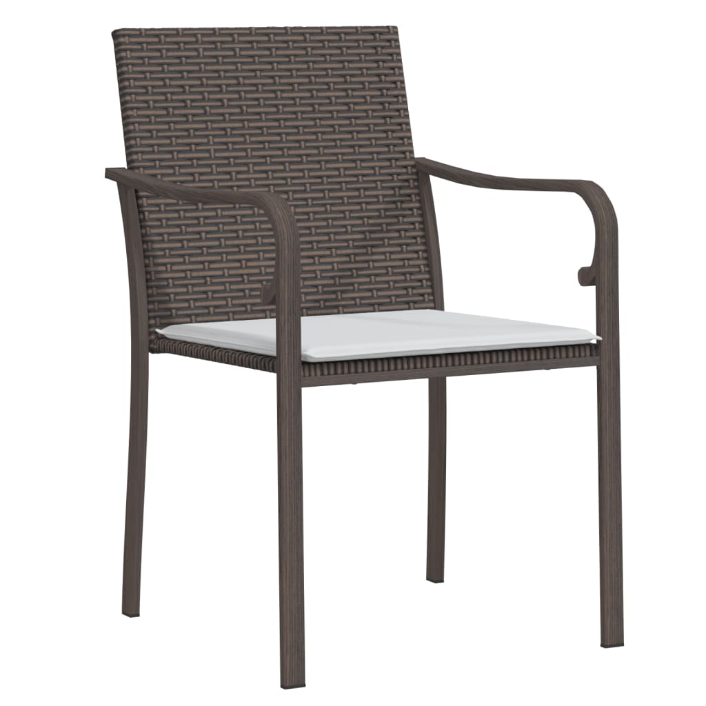 Sedie da Giardino con Cuscini 6pz Marroni 56x59x84cm Polyrattan - immagine 3