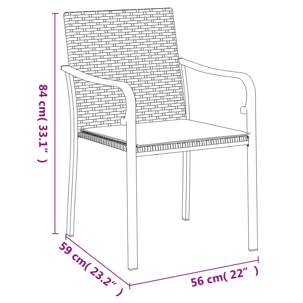 Sedie da Giardino con Cuscini 6pz Marroni 56x59x84cm Polyrattan - immagine 8