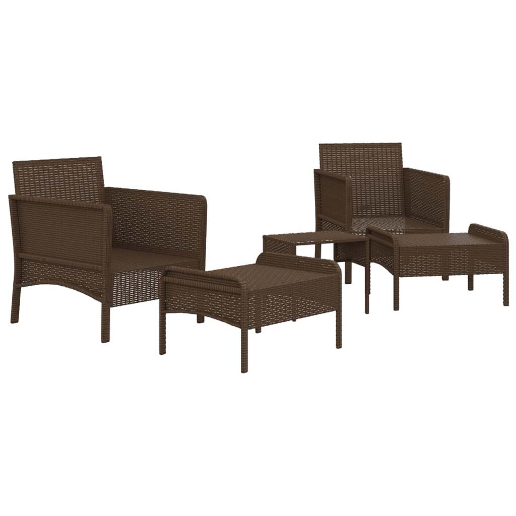 Set Divani da Giardino 5 pz con Cuscini Marrone in Polyrattan - immagine 4