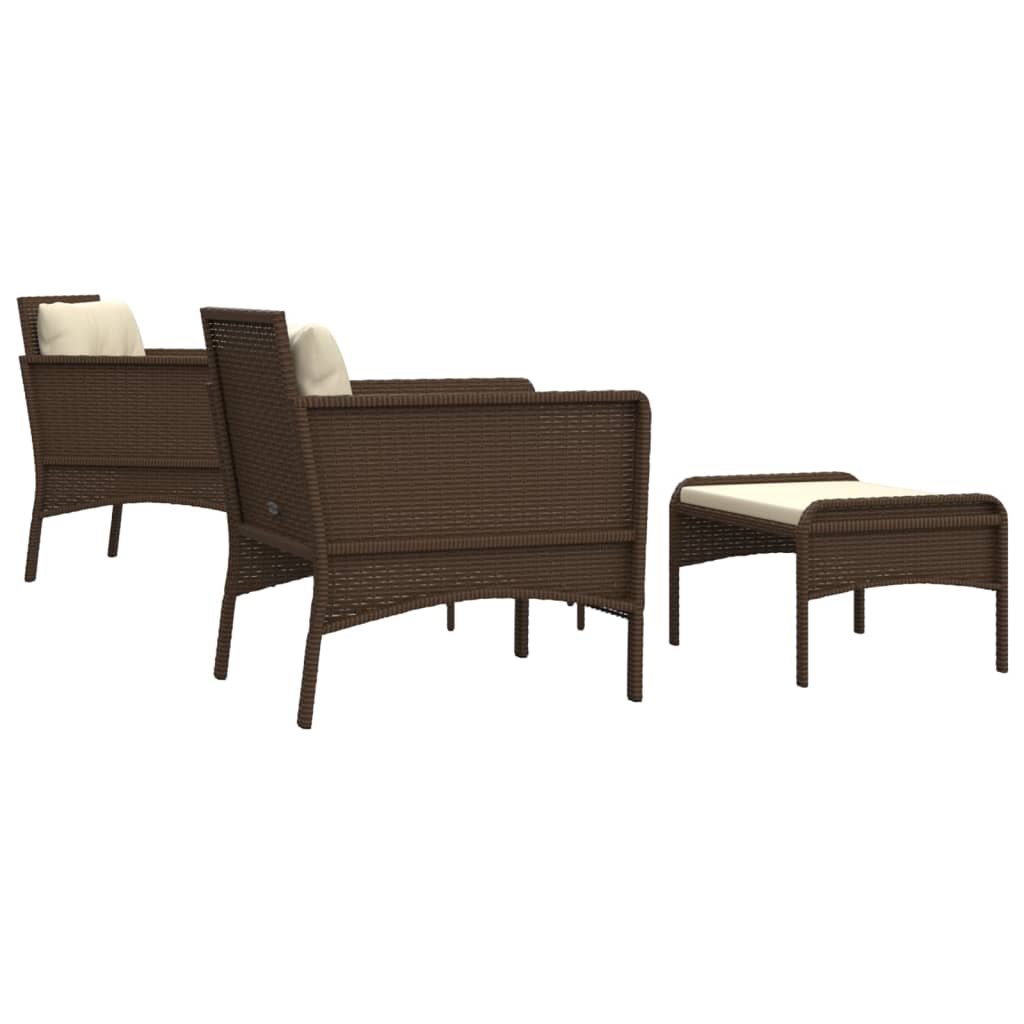 Set Divani da Giardino 5 pz con Cuscini Marrone in Polyrattan - immagine 5
