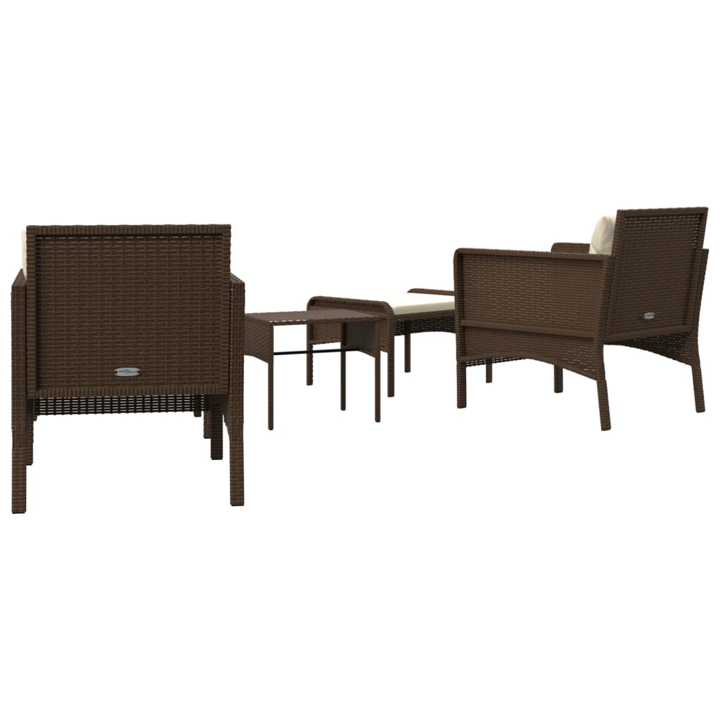 Set Divani da Giardino 5 pz con Cuscini Marrone in Polyrattan - immagine 6