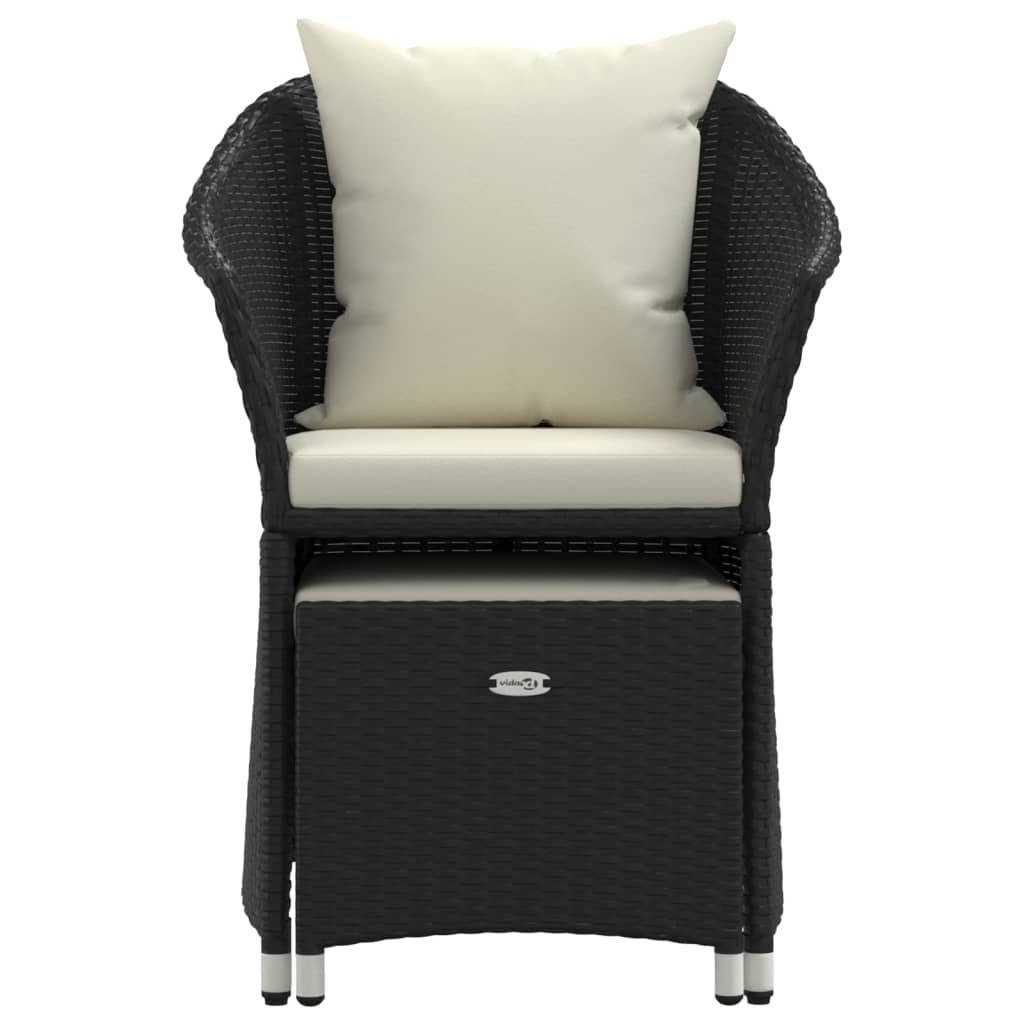 Set da Giardino 2 pz con Cuscini Nero in Polyrattan - immagine 4