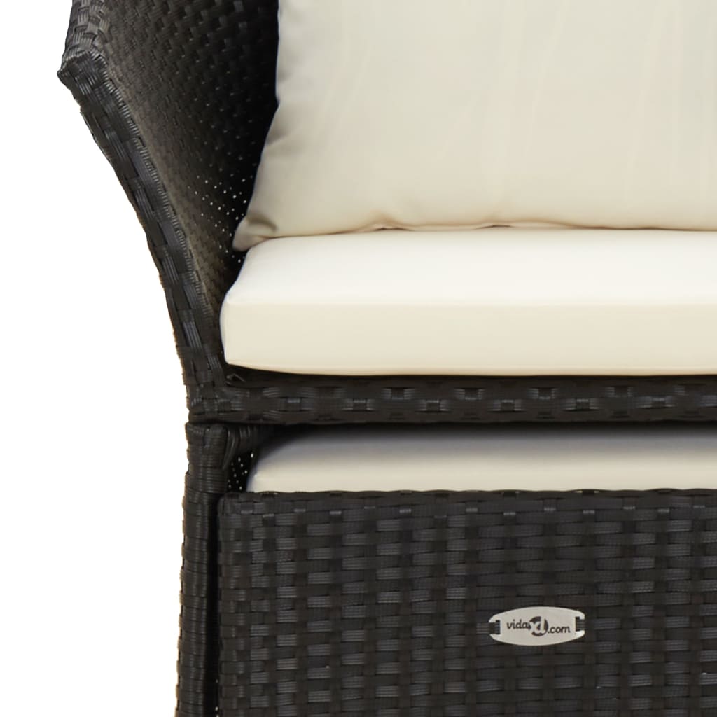 Set da Giardino 2 pz con Cuscini Nero in Polyrattan - immagine 7