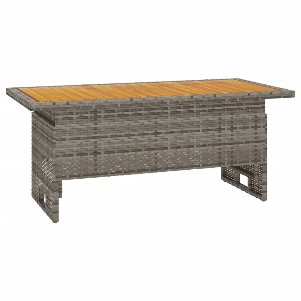 Tavolo Giardino Grigio 100x50x43/63 Massello Acacia Polyrattan - immagine 2