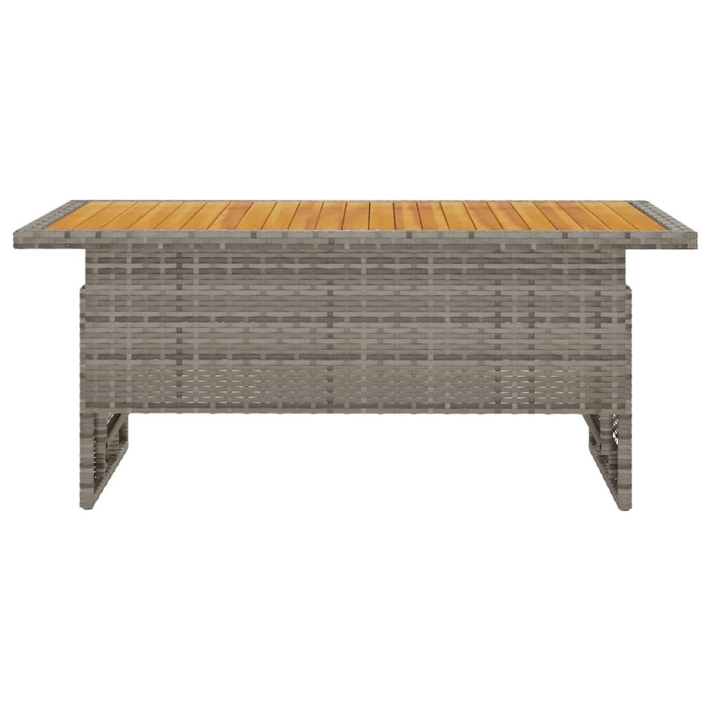 Tavolo Giardino Grigio 100x50x43/63 Massello Acacia Polyrattan - immagine 3