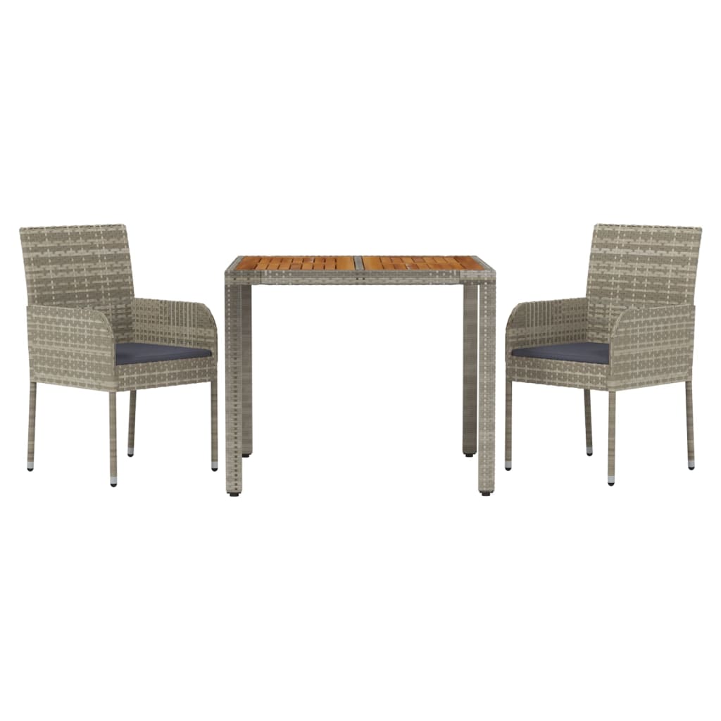 Set da Pranzo da Giardino 7 pz con Cuscini in Polyrattan Grigio - immagine 3
