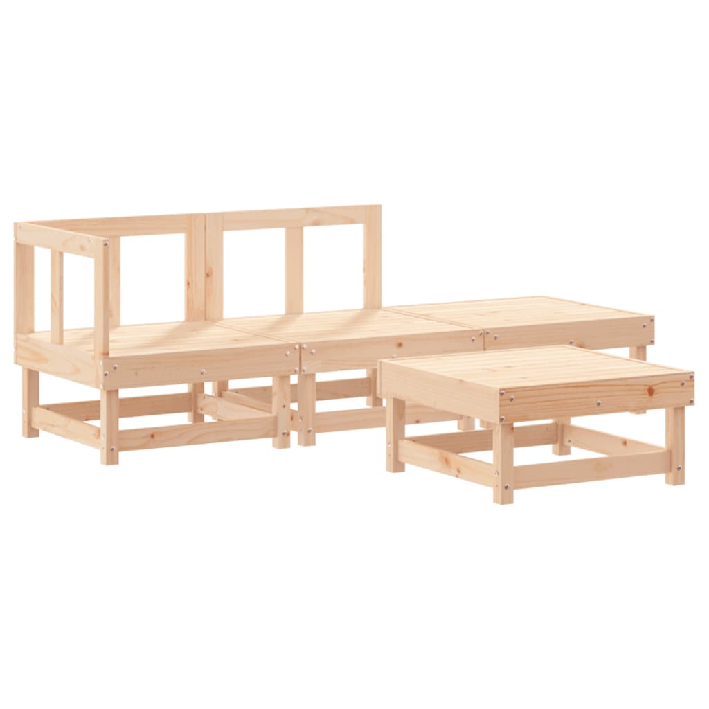Set Divani da Giardino 4 pz con Cuscini in Legno Massello - immagine 3