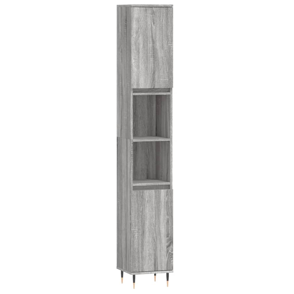 Set Mobili da Bagno 3 pz Grigio Sonoma in Legno Multistrato - immagine 5