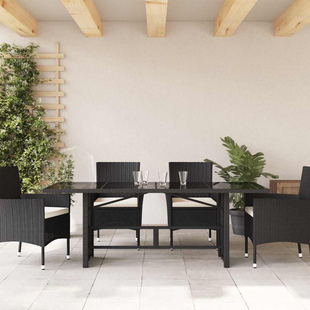 Tavolo Giardino Piano Vetro Marrone 190x80x74cm Polyrattan - immagine 3