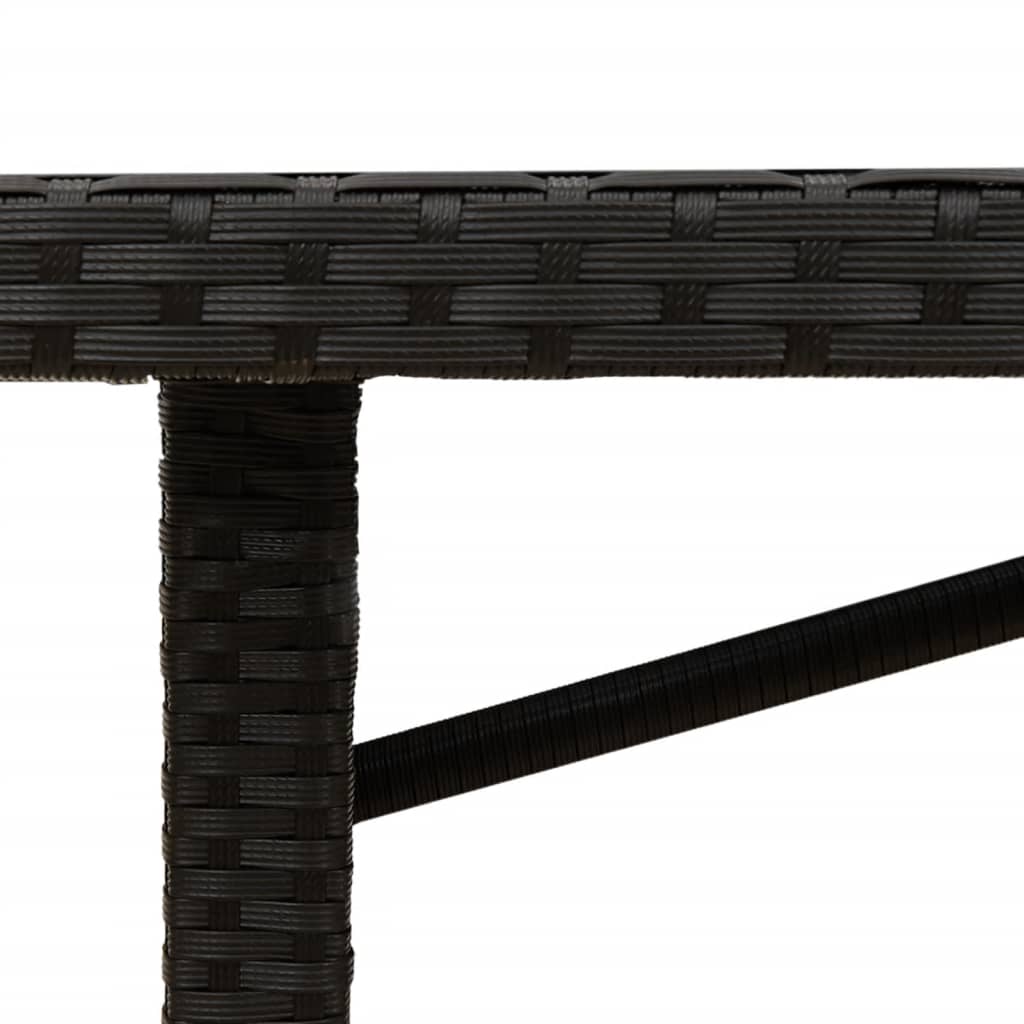 Tavolo da Giardino Piano in Vetro Nero 190x80x75 cm Polyrattan - immagine 8