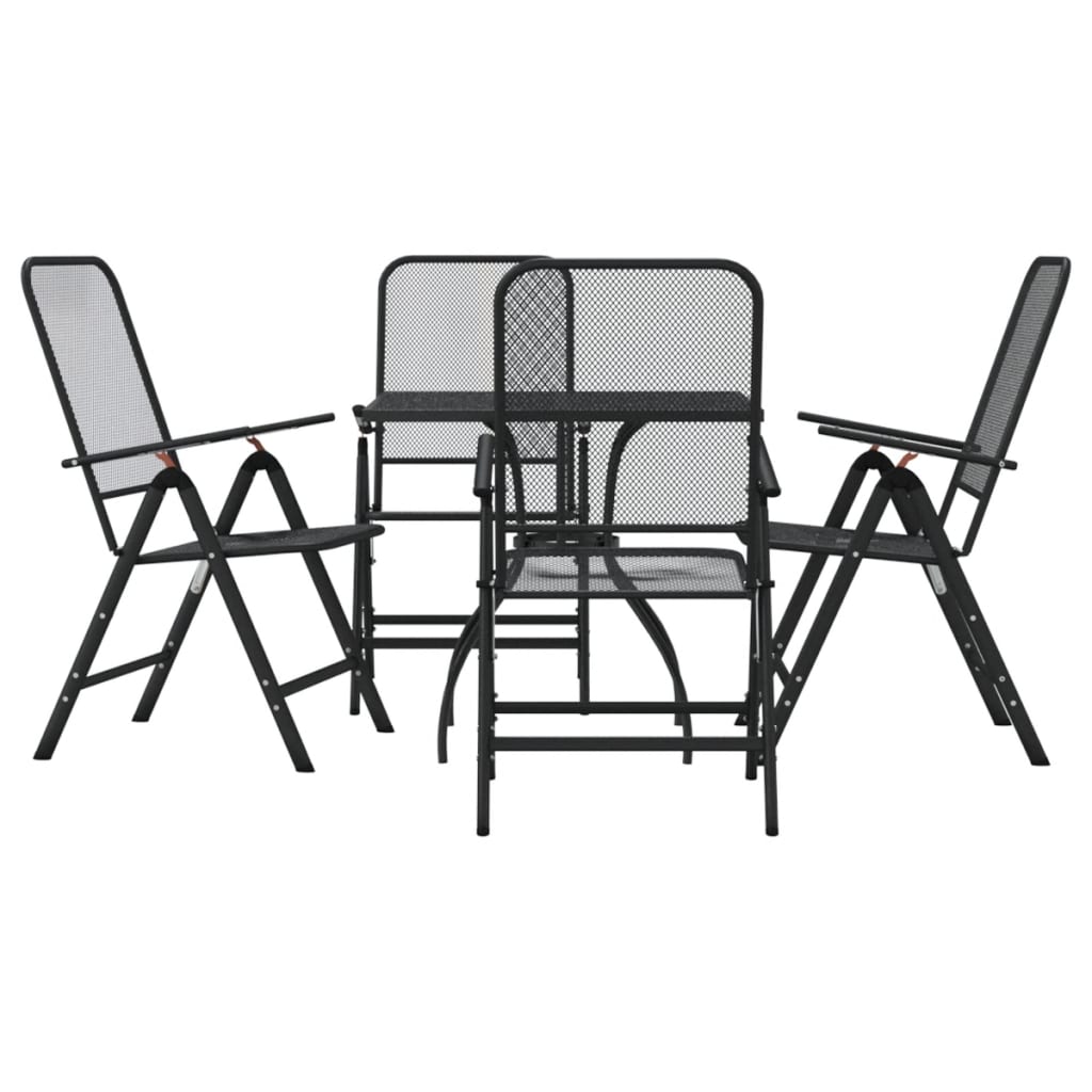 Set da Pranzo da Giardino 5pz Antracite in Rete Metallica - immagine 2